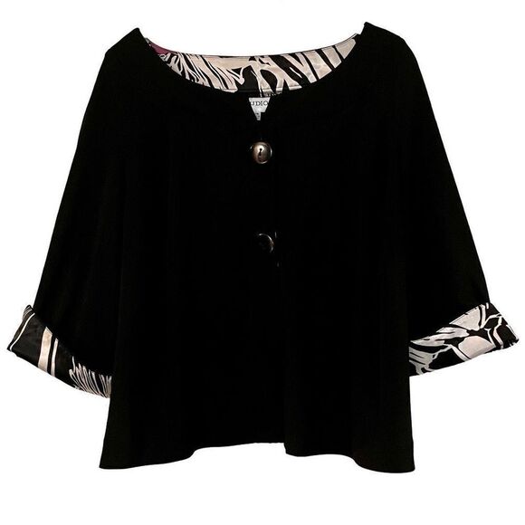 Studio 1 Dress Cardigan Cape Jacket Zebra Trim 20 W - Picture 1 of 11